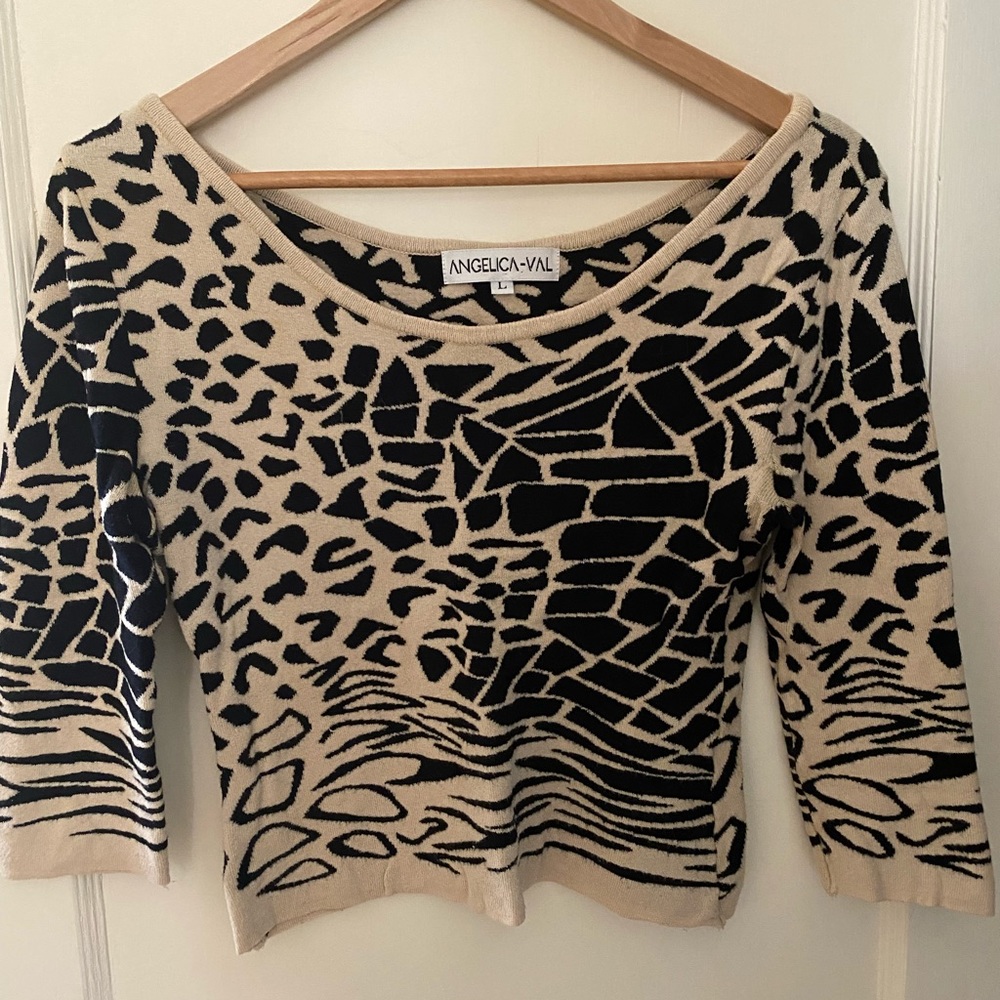 Animal Print Cropper Sweater